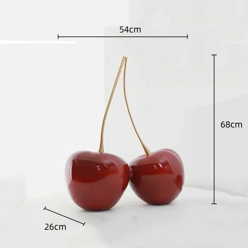 Afralia™ Cherry Figurine: Resin Golden Cherry Statue Home Decor Accessory