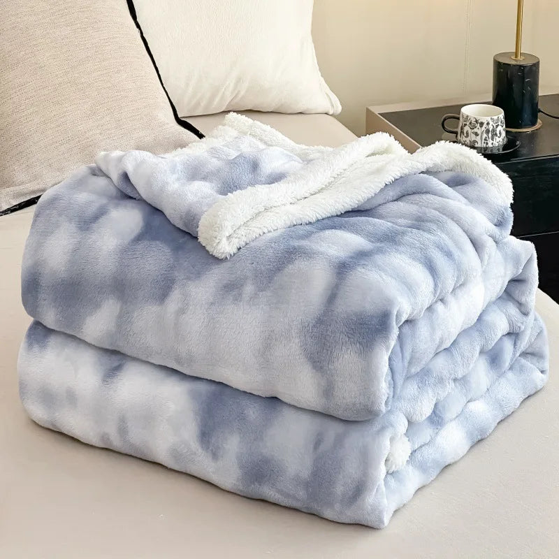 Afralia™ Nordic Double Layer Lamb Fleece Blanket; Soft & Colorful All-Season Office Nap Quilt