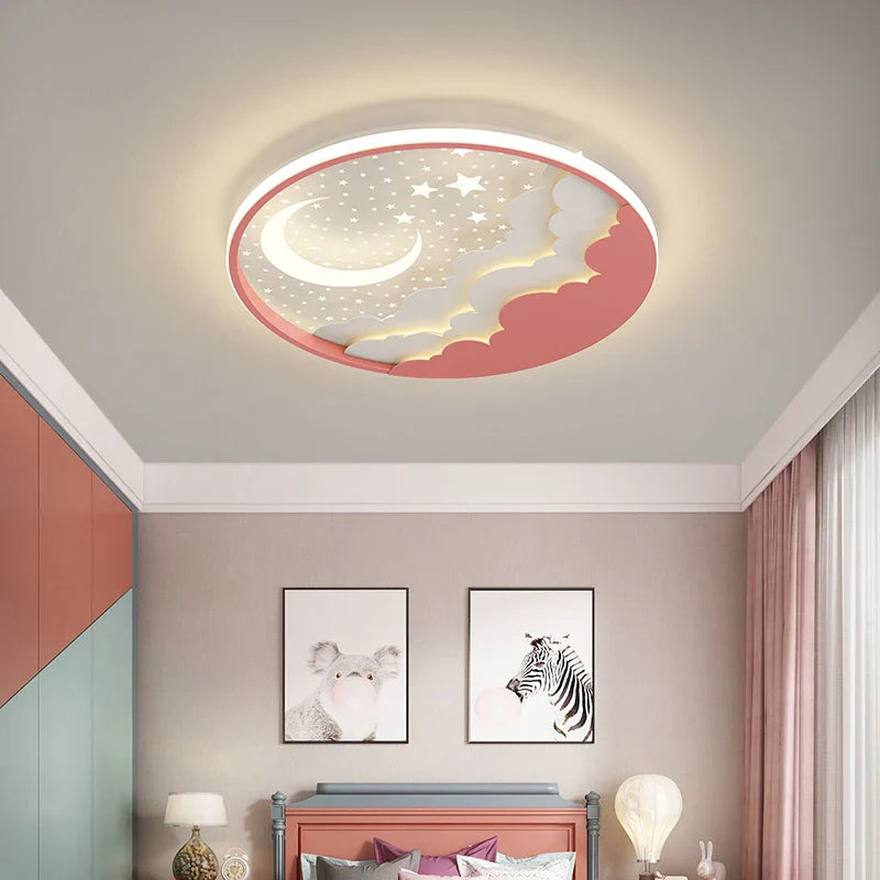 Afralia™ Moon Star Ceiling Lamp: Nordic Minimalist LED Light for Bedroom and Children's Room