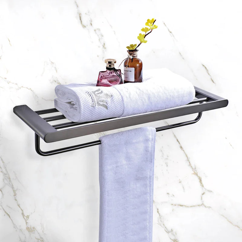 Afralia™ Stainless Steel Bathroom Hardware Set: Towel Rack, Toilet Paper Holder, Soap Dispenser, Towel Bar