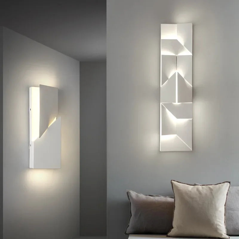 Afralia™ Shadow Metal Sconce Light for Geometric Led Wall Lamp, Living Room, Bedroom
