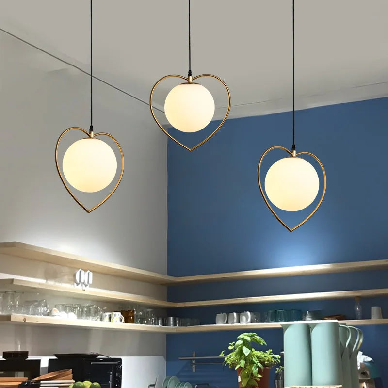 Afralia™ Glass Ball Chandelier Pendant Light for Kitchen Dining Room Bedroom