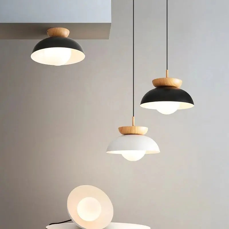 Afralia™ Nordic Wooden LED Ceiling Light Fixture for Interior Decor - Minimalist Hanging Lamps