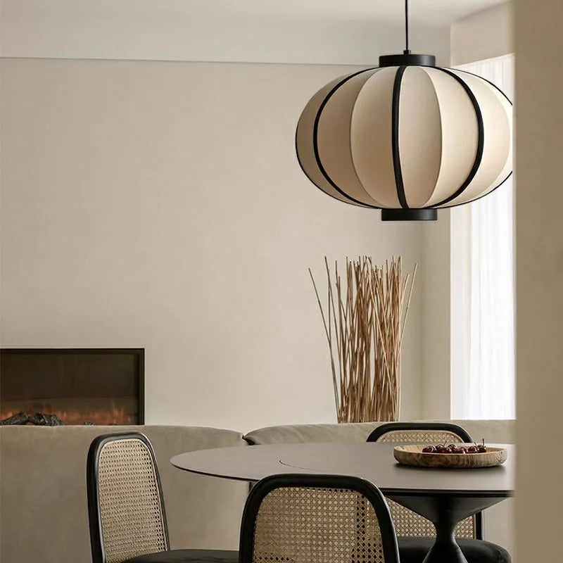 Piet Lanterns Pendant Lamp by Afralia™: Simple Fabric Bedroom Light & Dining Room Decor