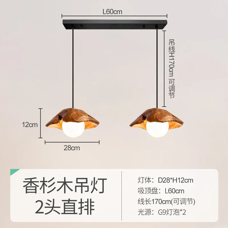 Afralia™ Wood Grain 3-Light Retro Style Pendant Light for Living Room and Bedroom