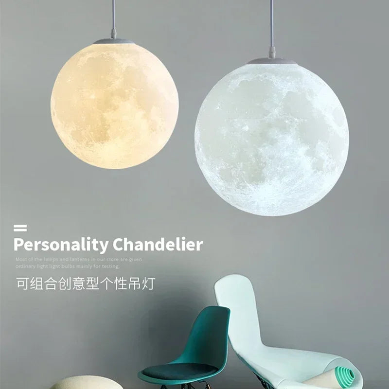 Afralia™ Moon Glow Chandelier: Nordic 3D Printed Milk White Ball Pendant Light for Home décor.