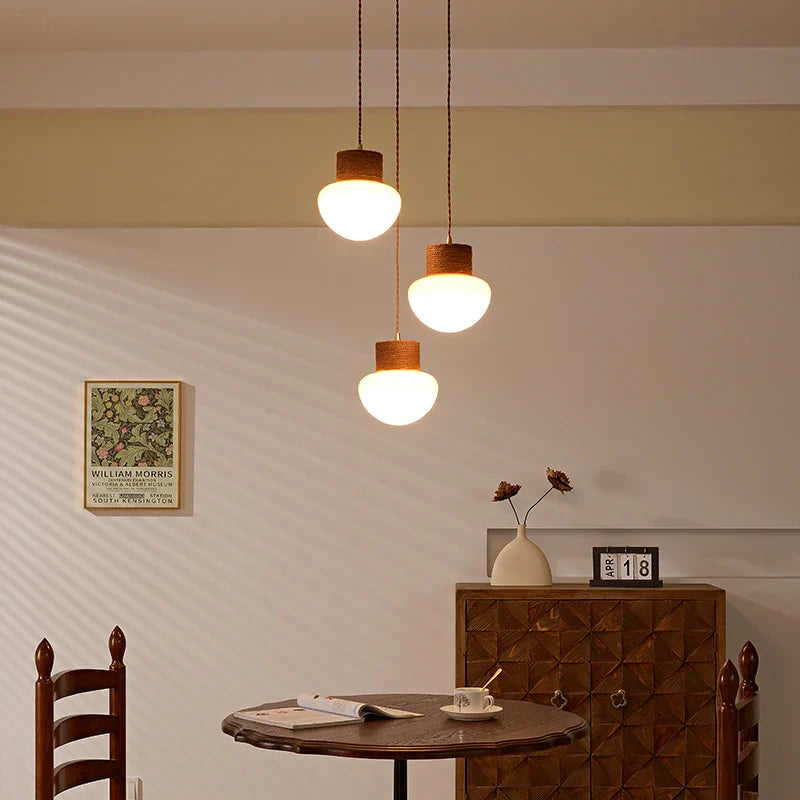 Afralia™ Hemp Rope LED Pendant Light - Nordic Glass Hanging Lamp for Home Decor