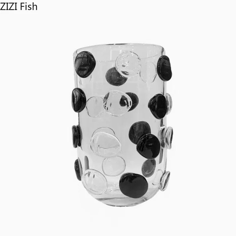 Afralia™ Polka Dot Glass Vase: Hydroponic Plant Pot Table Decor Floral Arrangement Room Aesthetic