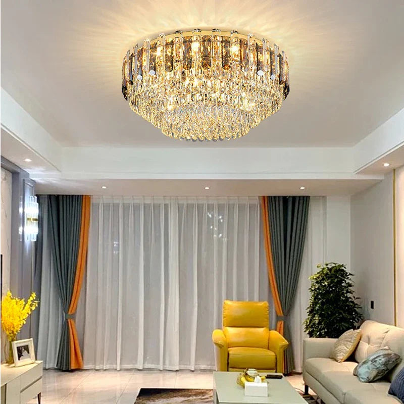 Afralia™ Nordic Luxury Round Vintage Ceiling Light for Living Room