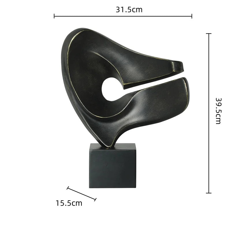 Afralia™ Abstract Hollowed-out Resin Sculpture, Black and White Modern Home Decor Statue.