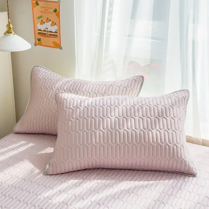 Afralia™ Cool Fabric Latex Bed Skirt Set: Solid Color Summer Mat with Elastic Band