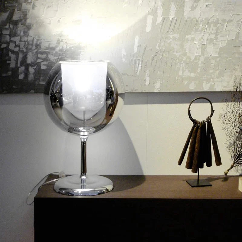 Afralia™ Gold Chrome Glass Table Decor Lamp for Luxury Living Room, Villa, Store, Cafe