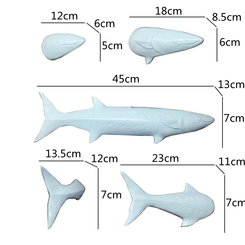 Afralia™ Abstract Fish Ceramic Wall Decoration 5-Piece Set for Children's Room