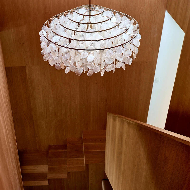 Afralia™ Shell Chandelier: Minimalist Nature Design for Bedroom, Living Room, Kitchen - Chrome Art Decor