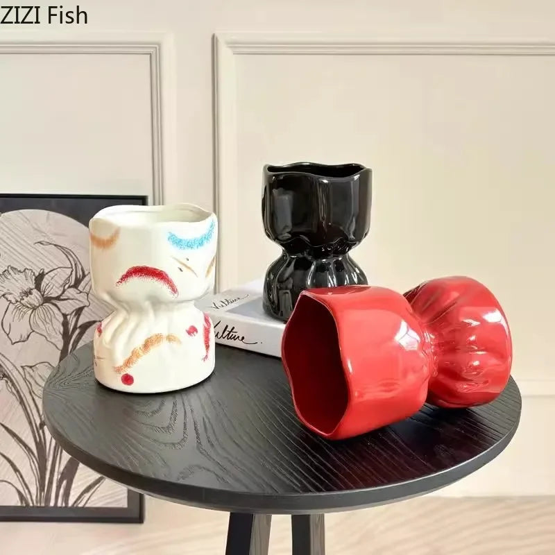 Afralia™ Ceramic Bouquet Vase Desk Decoration Room Aesthetic Decor