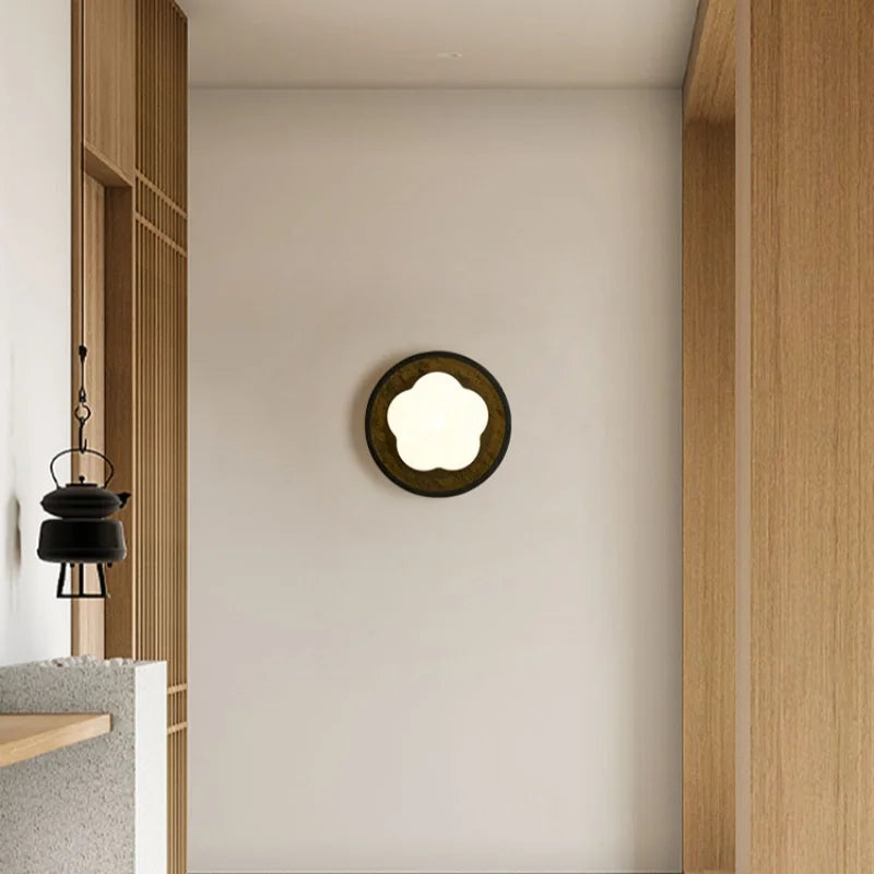 Afralia™ Black Travertine LED Wall Lights Modern Home Decoration Bedside Lamps