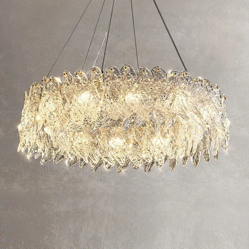 Afralia™ Glass Petal LED Chandelier for Bedroom Dining Living Room Lighting