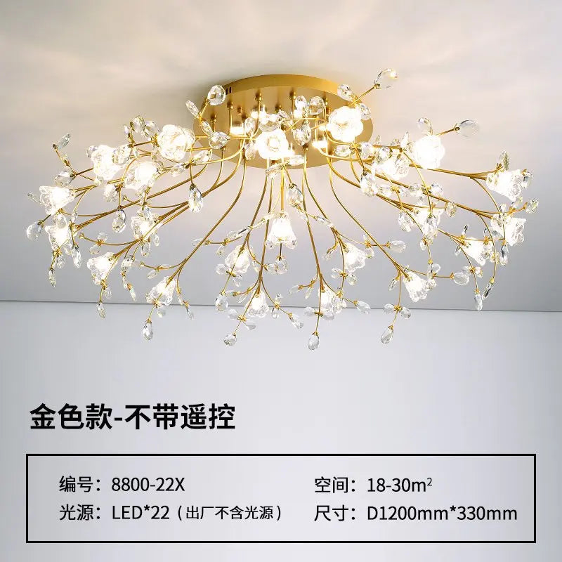 Afralia™ Glass Flower Chandelier Ceiling Lamp for Living Room Bedroom Lighting