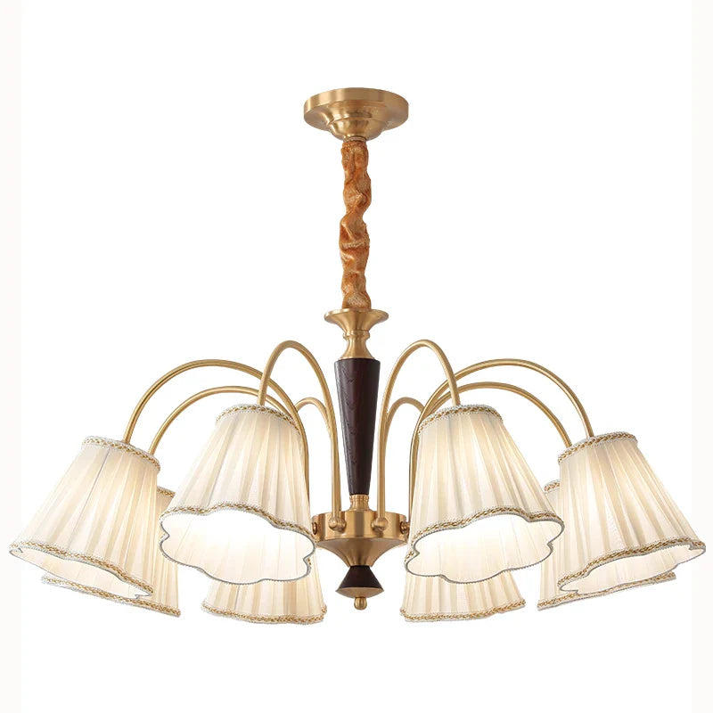 Afralia™ Antique Copper Chandelier for Retro American Country Living Room and Dining Room