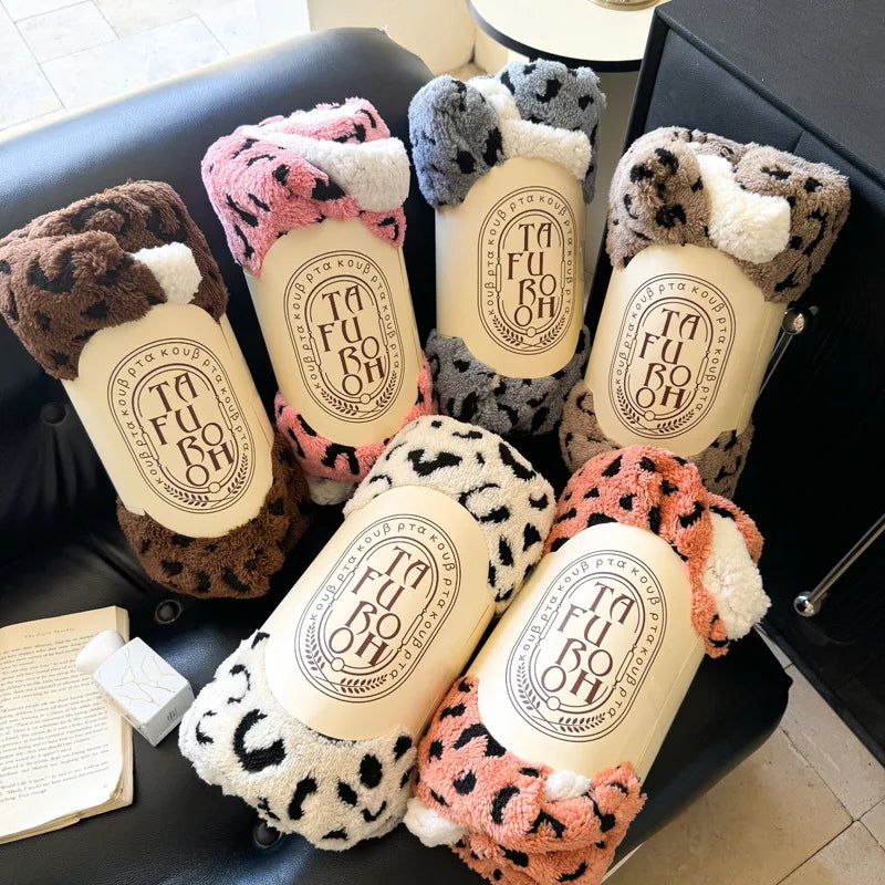 Afralia™ Leopard Print Double Layered Wool Blanket-Irresistibly Soft & Warm