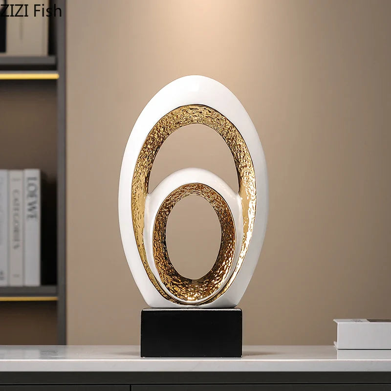 Afralia™ Gold Abstract Art Sculpture Desk Ornaments Minimalism Aesthetics Decor