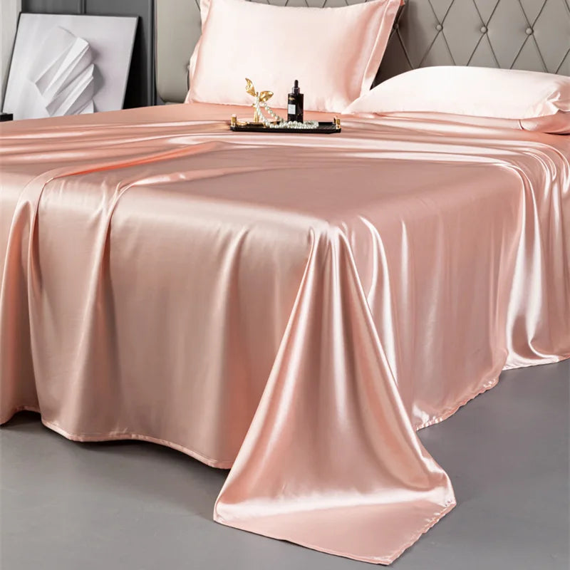 Afralia™ Mulberry Silk King Size Sheet Set - Luxury Soft Bed Cover in Solid Color