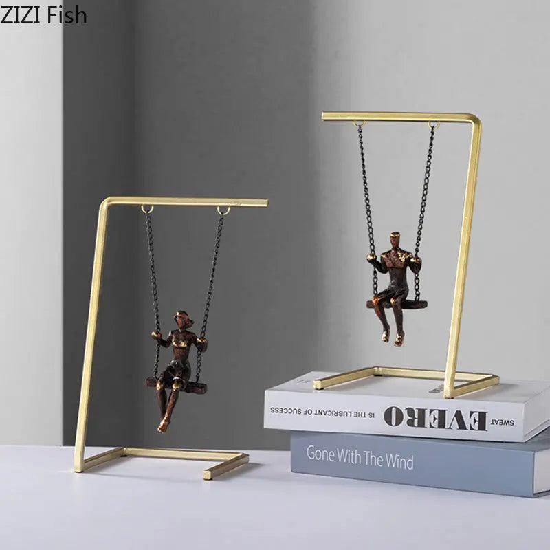 Afralia™ Swing Figures Resin Sculpture Modern Home Decor