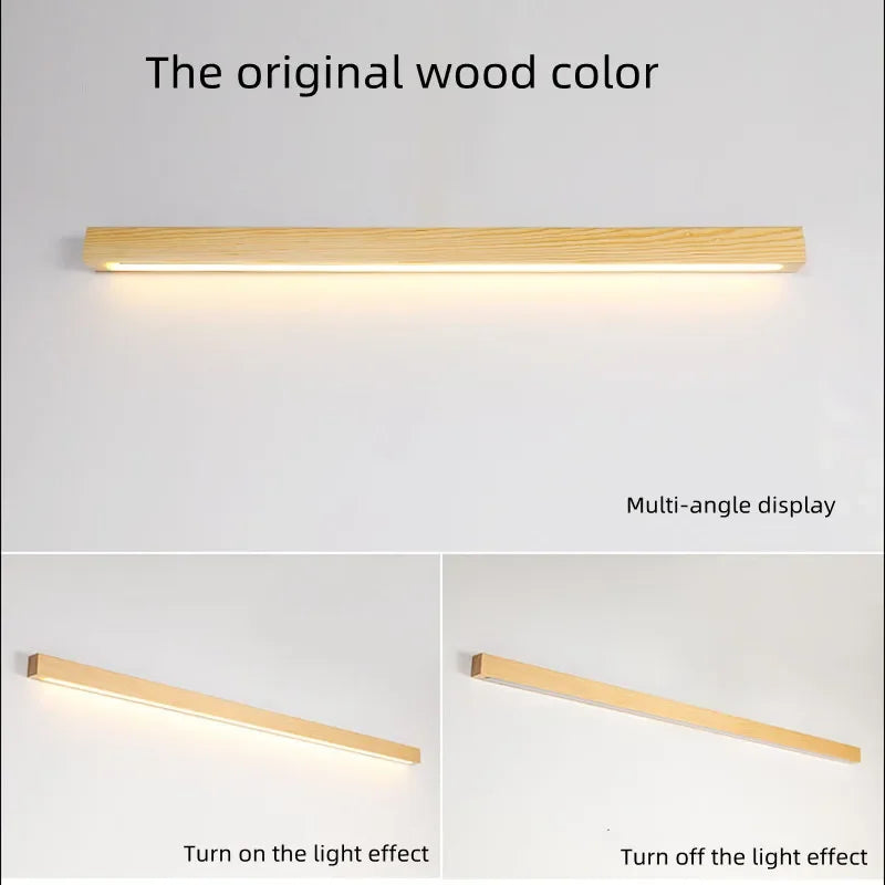 Afralia™ Solid Wood Wall Lamp 60cm/80cm/120cm - Modern Sconces for Living Room, Bedroom