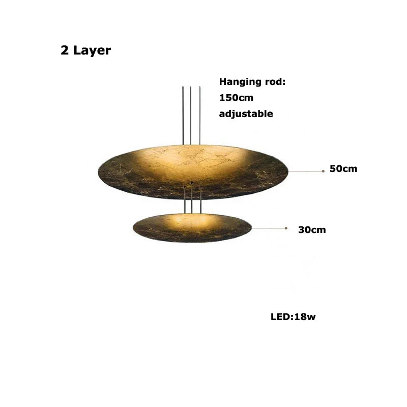 Afralia™ Gold Foil Pendant LED Chandelier, Modern Italian Design for Villas