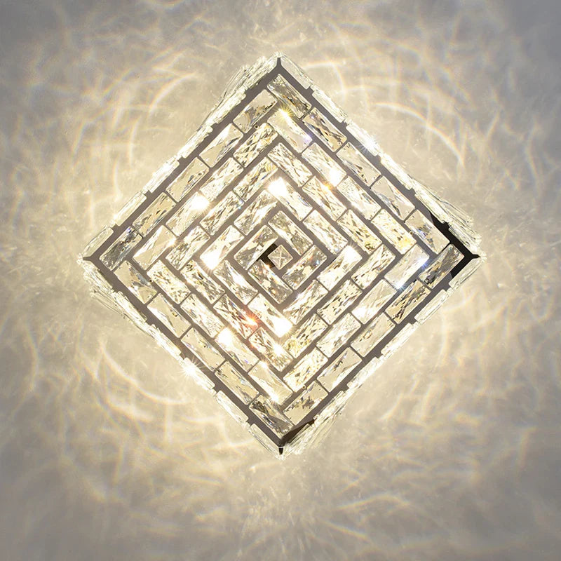 Afralia™ Crystal Square Ceiling Light: Elegant Indoor LED Lighting Fixture for Living Room, Bedroom & Corridor