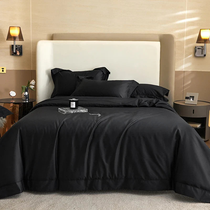 Afralia™ Luxury 1400TC Egyptian Cotton Bedding Set in Silky Black