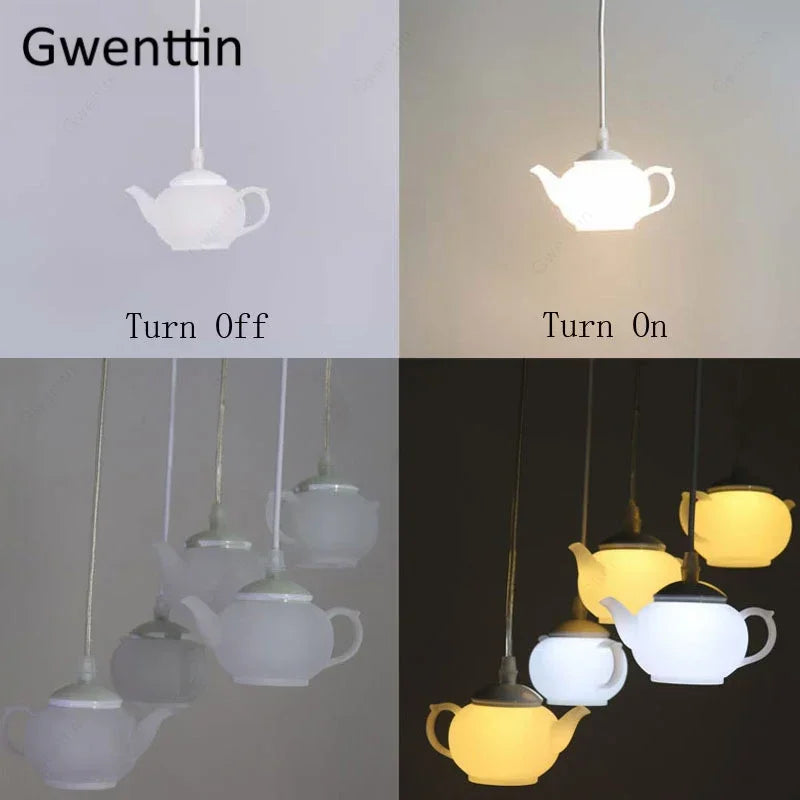 Afralia™ Teapot Pendant Lights: Modern LED Hanging Lamps for Home Decor