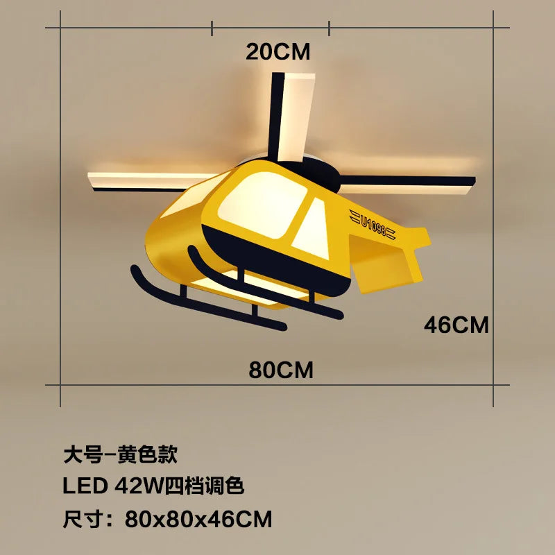 Afralia™ Cartoon Helicopter Ceiling Fan Light for Children's Room