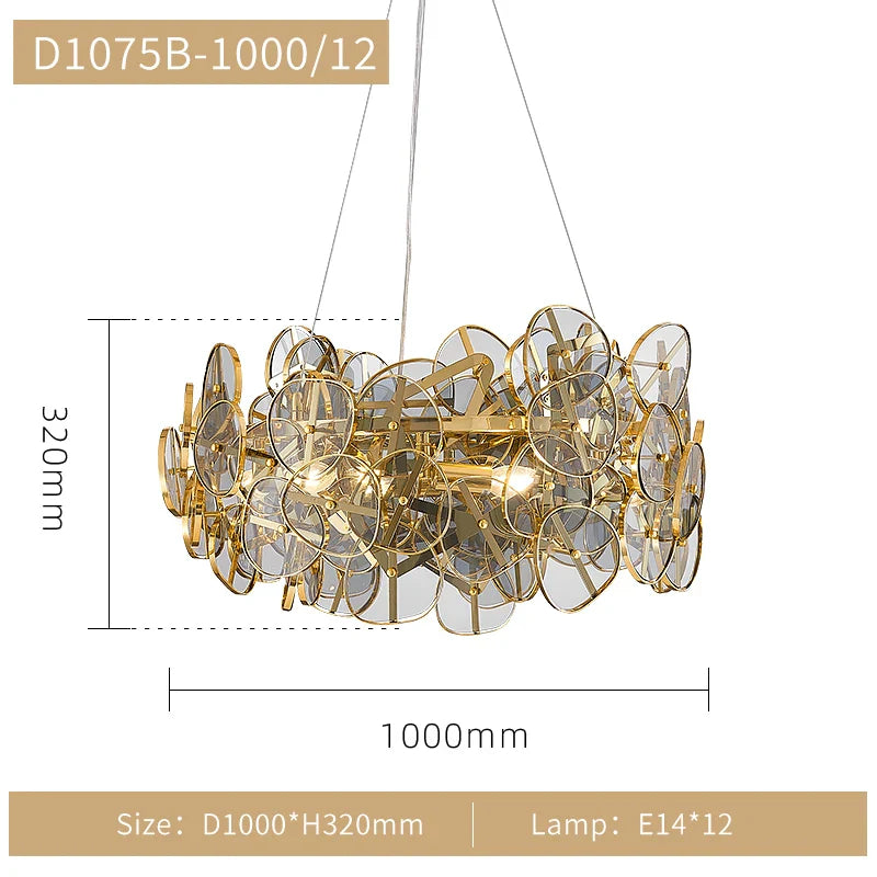 Afralia™ Sunflower Glass Chandelier LED Light for Living Room, Restaurant, Bar - Modern Luxury Design