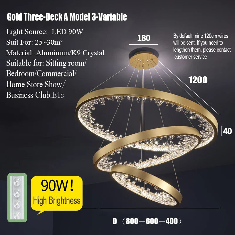 Afralia™ Modern Loft Crystal Chandelier LED Light for Villa Living Room and Bedroom