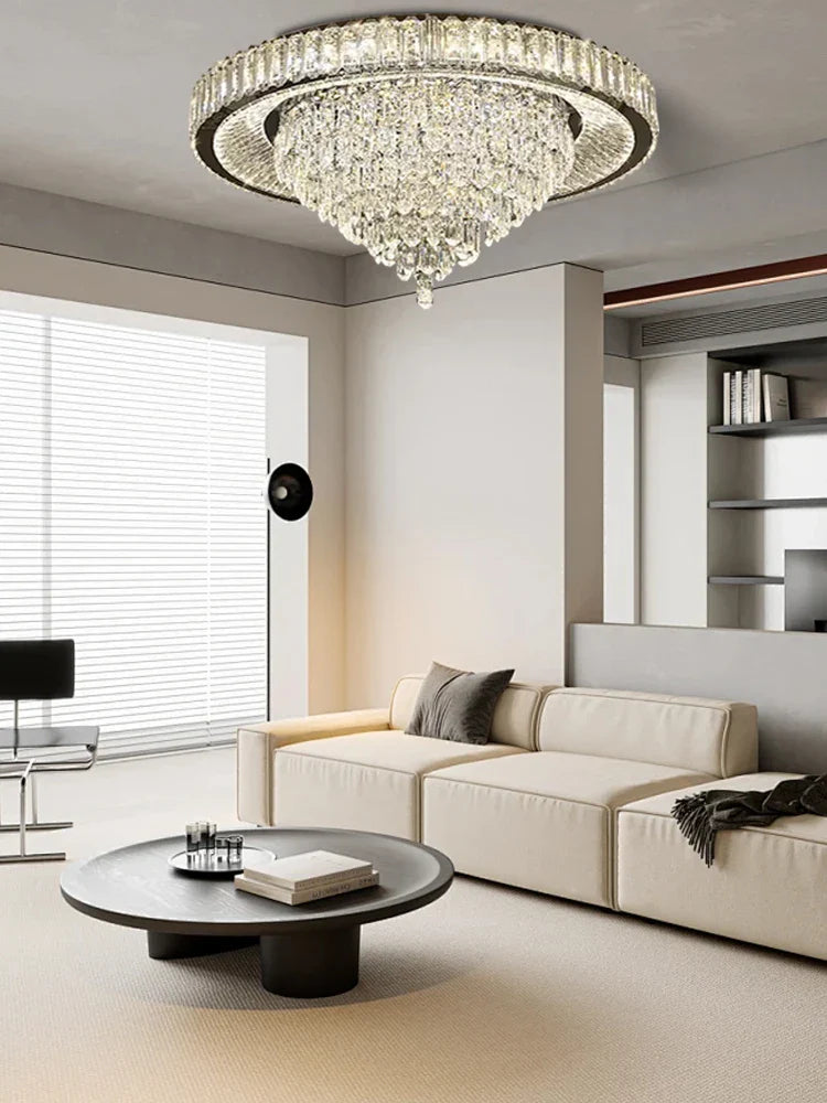 Afralia™ Cone Crystal Ceiling Chandelier - Stainless Steel Luxury Living Room Decoration