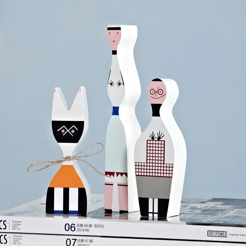 Afralia™ Modern Abstract Wooden Dolls Family Crafts Decor Kids Gift Home Decor Art Model