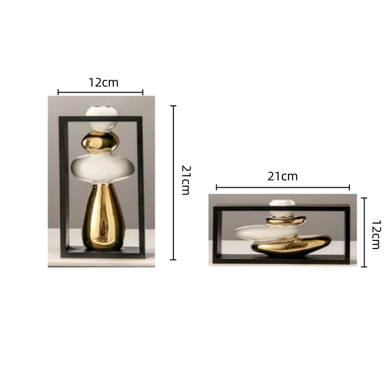 Afralia™ Geometric Golden Rockery Vase Stack for Home Decor