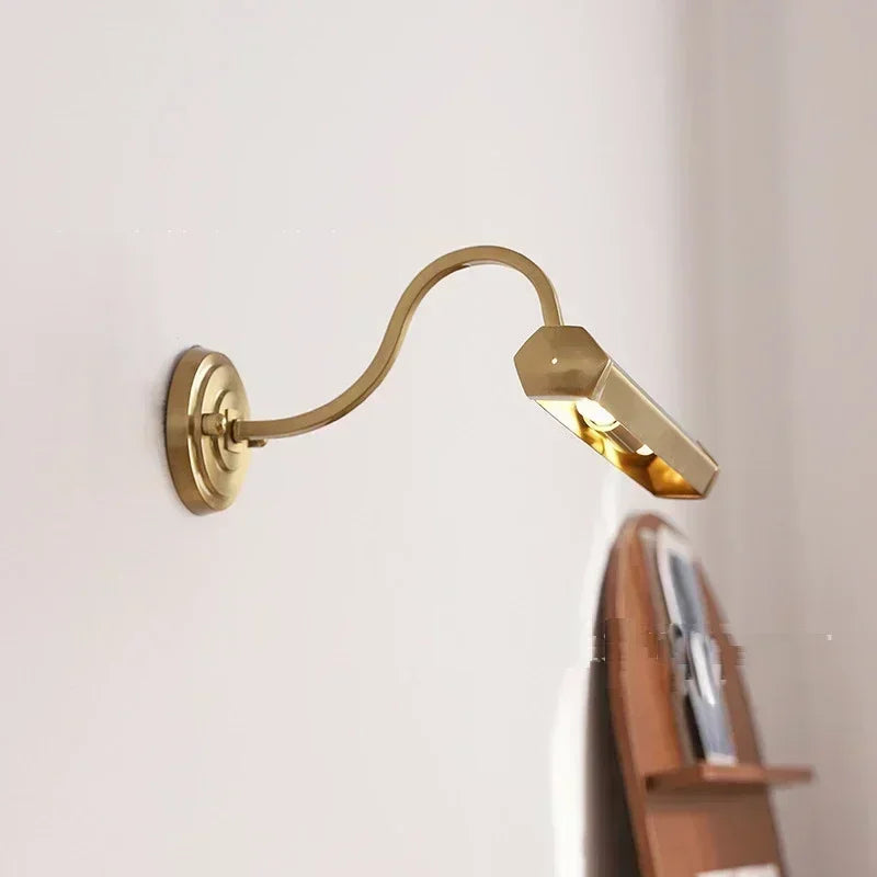 Afralia™ Modern Gold Mirror Headlight Wall Light for Bedroom and Picture Art Deco