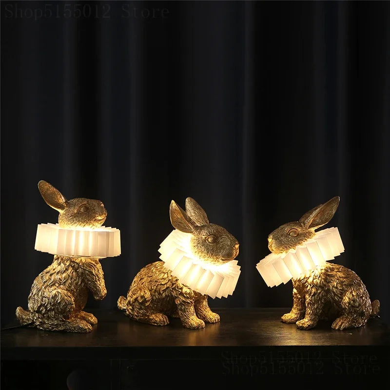 Afralia™ Rabbit LED Table Lamp: Modern Bedroom Bedside Light, Living Room Decor