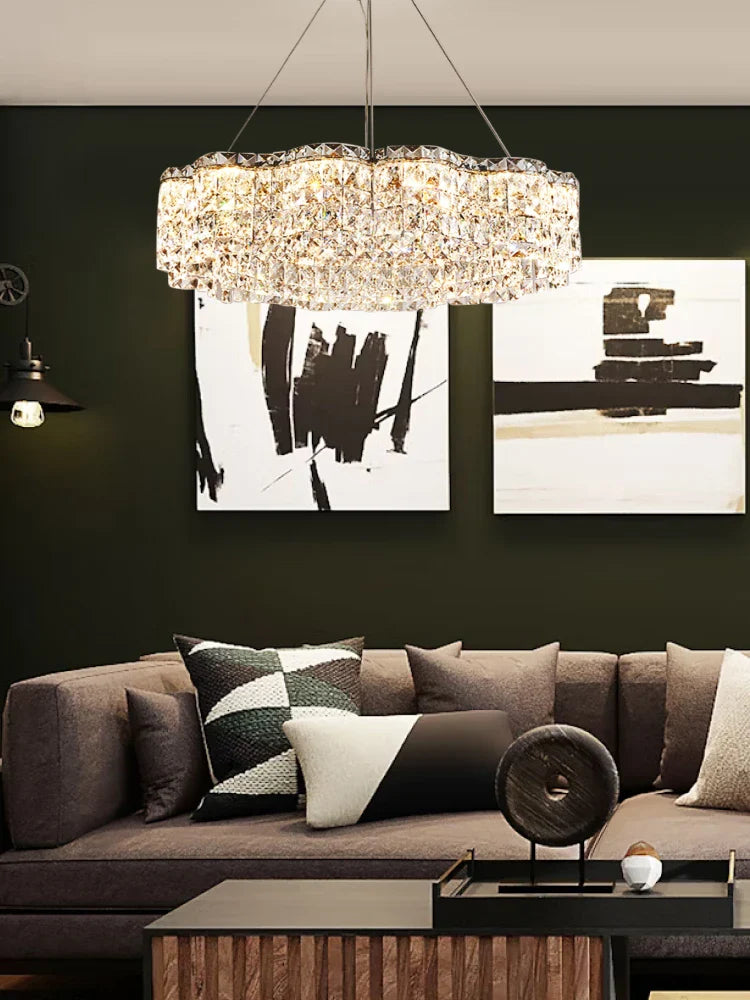 Afralia™ Crystal Chandelier Pendant Light, Elegant Hanging Lamp Fixture