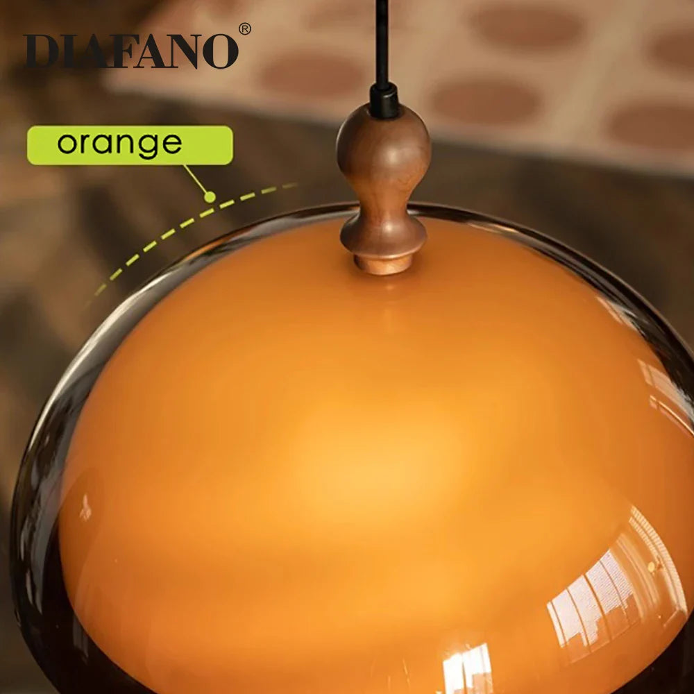 Afralia™ Orange Mushroom Chandelier Pendant Light: Vintage Nordic LED Hanging Lamp