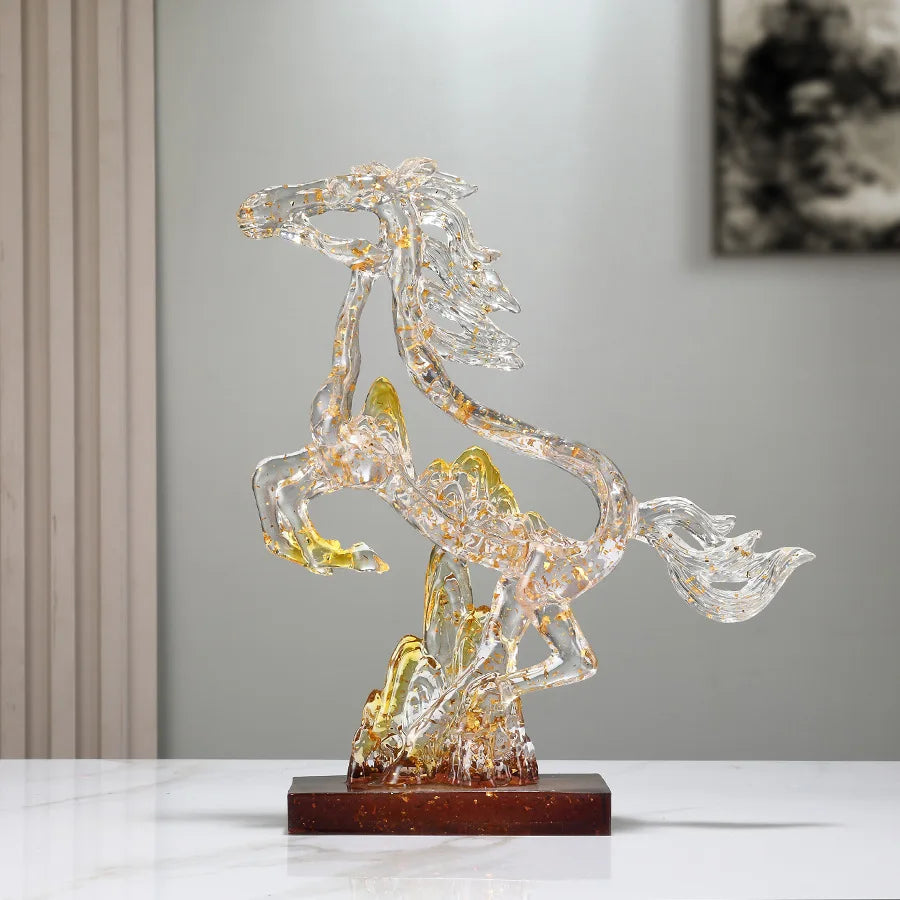 Afralia™ Crystal Horse Statue Abstract Colored Sculpture for Home Decoration