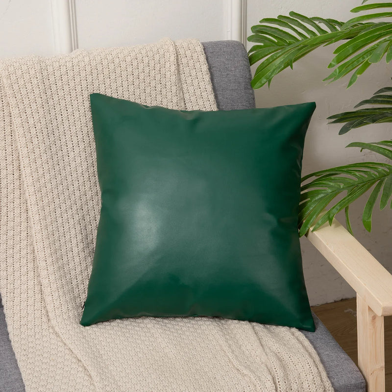 Brown Faux Leather Cushion Cover 45x45cm for Home Decor - Afralia™