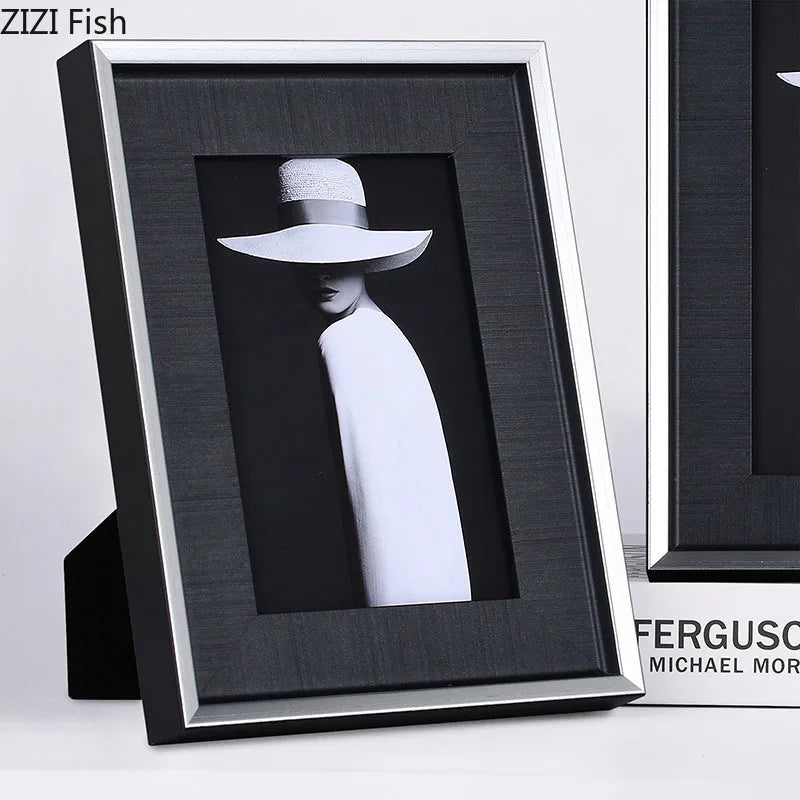 Afralia™ Silver Wood Photo Frame 6/7 Inch Modern Decor for Room Aesthetic