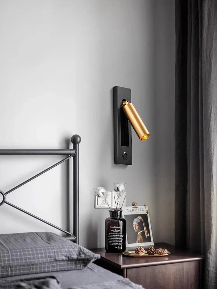Afralia™ LED Wall Lamp with Switch, USB Port, Rotatable - Bedroom Reading Light
