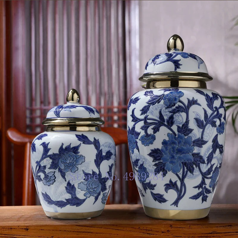 Afralia™ Chinese Retro Storage Tank Vase with Cover for Modern Home Decoration