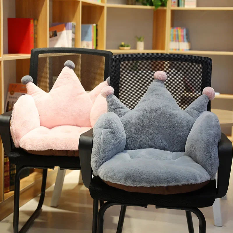 Afralia™ Plush Cartoon Crown Chair Cushion: Comfortable Lumbar Support Seat Pillow