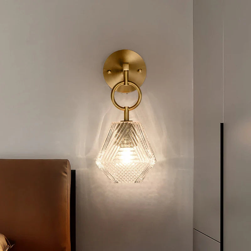 Afralia™ Vintage Glass Wall Lamp LED Sconce, American Style for Bedroom & Bathroom