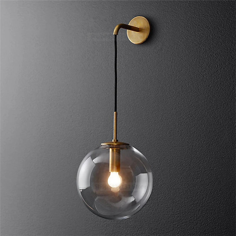 Afralia™ Glass Ball LED Wall Light for Bedroom Decoration and Living Room Fixtures